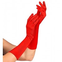 GUANTES ADULTO LARGOS SATEN ROJO 40CM
