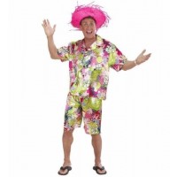 DISFRAZ T-S HAWAIANO VERDE/FUCSIA