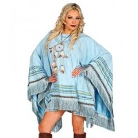  PONCHO T-UNICA CELESTE FLECOS