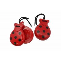 2 CASTAÑUELAS ROJAS LUNARES NEGROS 9CM