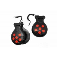 2 CASTAÑUELAS NEGRAS LUNARES ROJOS 9CM