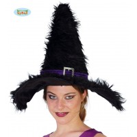 $D SOMBRERO BRUJA PELUDO CON HEBILLA