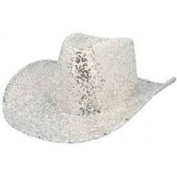 SOMBRERO ADULTO COWBOY LENTEJUELAS PLATA