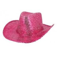 SOMBRERO ADULTO COWBOY LENTEJUELAS ROSA
