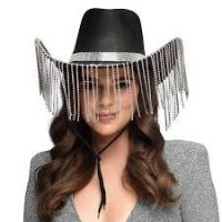 SOMBRERO ADULTO C/FLECO STRASS NEGRO
