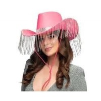 SOMBRERO ADULTO C/FLECO STRASS ROSA