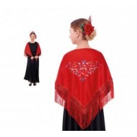 MANTON PEQ SEVILLANA ROJO BORDADO