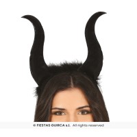 DIADEMA CUERNOS DEMONIO MARABU NEGRO