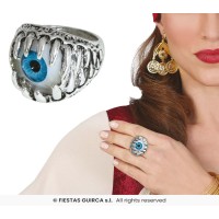 ANILLO METAL PLATA OJO AZUL