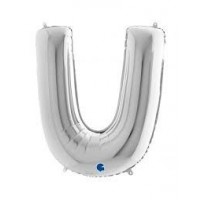 GLOBO 40" FOIL FORMA LETRA U PLATA
