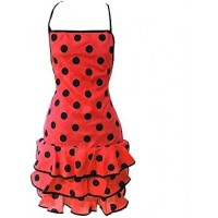 DELANTAL SEVILLANA ROJO LUNARES NEGROS