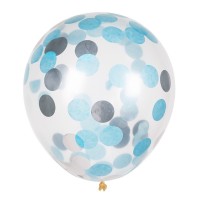 5 GLOBOS 11" LATEX CONFETI AZUL/PLATA