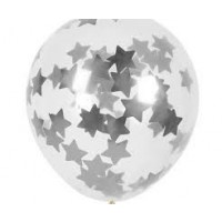 5 GLOBOS 11" LATEX CONFETI ESTRELLA PLAT