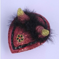 CASQUETE DIABLO C/MARABU Y CUERNOS