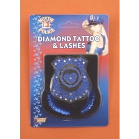 SET TATUAJE PESTAÑAS POLICIA AZUL