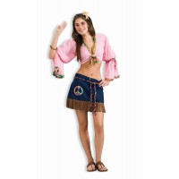  DISFRAZ T-UNICA HIPPIE TOP MINI FALDA