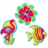 PAQ.3/U SILUETA CARTON FLOR,FLAMINGO,PEZ