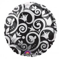 GLOBO 18" FOIL NEGRO RAMA VID PLATA