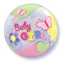 $D GLOBO 22" BURBUJA BABY GIRL MARIPO RO