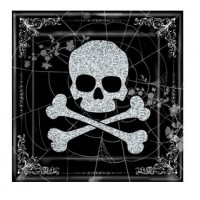 BANDEJA PLAST CUADRADA GLITTER CALAVERA
