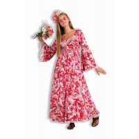  DISFRAZ VESTIDO HIPPIE ROSA AÑOS 60