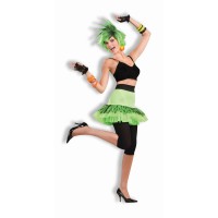FALDA ENCAJE NEGRO FLUOR VERDE AÑOS 80