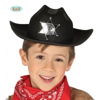 SOMBRERO INFANTIL SHERIF NEGRO C/PLACA