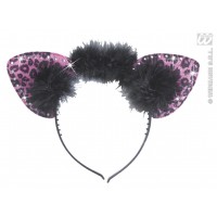 DIADEMA OREJA LEOPARDO ROSA STRASS