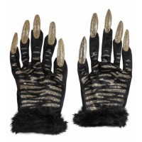 $D GUANTES UÑAS NEGRO/ORO TIGRESA