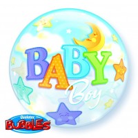 GLOBO 22" BURBUJA BABY BOY LUNA ESTRELLA