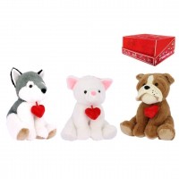 PELUCHE PERRO/GATO CORAZON 18CM