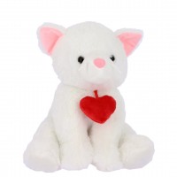 PELUCHE GATO BLANCO C/CORAZON 28CM