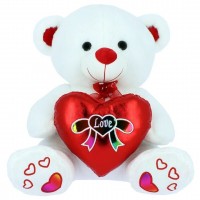 PELUCHE OSO BLANCO CORAZON BRILLO 42CM