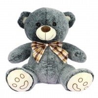 PELUCHE OSO GRIS LAZO CUADROS 85CM
