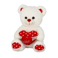 PELUCHE OSO CREMA CORAZON LOVE LUNARES