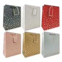 BOLSA REGALO CORAZONES ORO 26X32CM