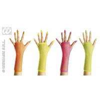 $D PAR GUANTES S/DEDO RED FLUOR AÑOS80