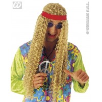 PELUCA HIPPIE LARGA RIZADA RUBIA AÑO60