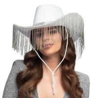 SOMBRERO ADULTO C/FLECO STRASS BLANCO