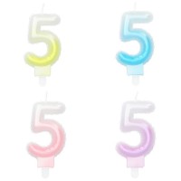 VELA FORMA N5 TONOS PASTELES 7CM