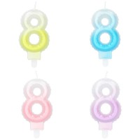 VELA FORMA N8 TONOS PASTELES 7CM