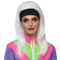 PELUCA LISA LARGA BLANCO C/CINTA