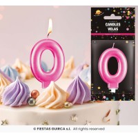   VELA METALIZADA ROSA N0 8CM