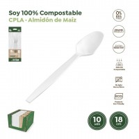 10 CUCHARAS CPLA COMPOSTABLE 18CM
