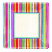 PAQ.8/U PLATO CUADRADO 17,8CM ARCO IRIS