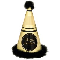 SOMBRERO CONO H.NEW YEAR NEGRO/ORO