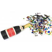 CAÑON CONFETI FORMA BOTELLA CHAMPAN 32CM