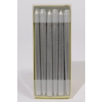 $D  CAJA 12/U VELA LISA 25CM PLATA METAL