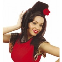 DIADEMA VELO ESPAÑOLA C/CLAVEL ROJO