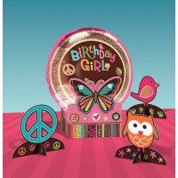 CENTRO MESA GLOBO HIPPIE CUMPLEAÑO 35CM